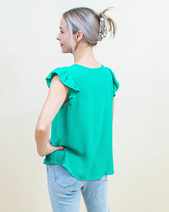 A Little Flare Top in Kelly Green (8327072645371)