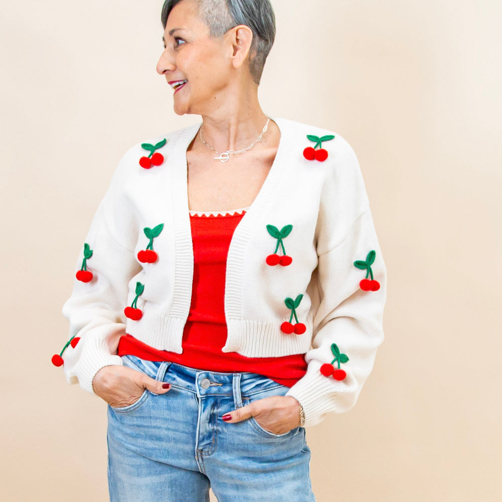 Cherry On Top Cardigan in Ivory (8955542831355)