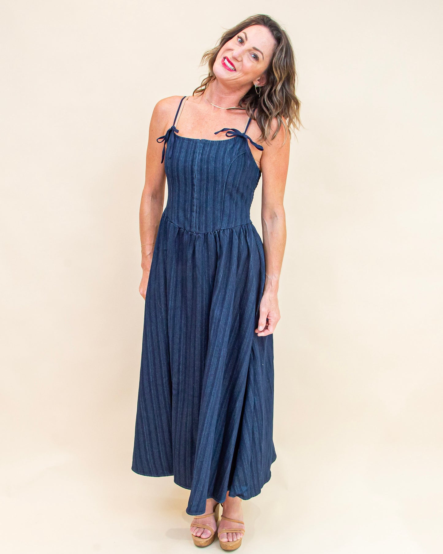 Hooked On You Dress in Denim (9062124978427)