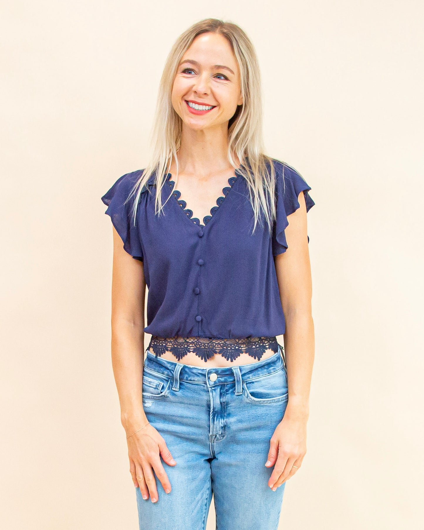 Delicate Mood Top in Navy (9062125240571)