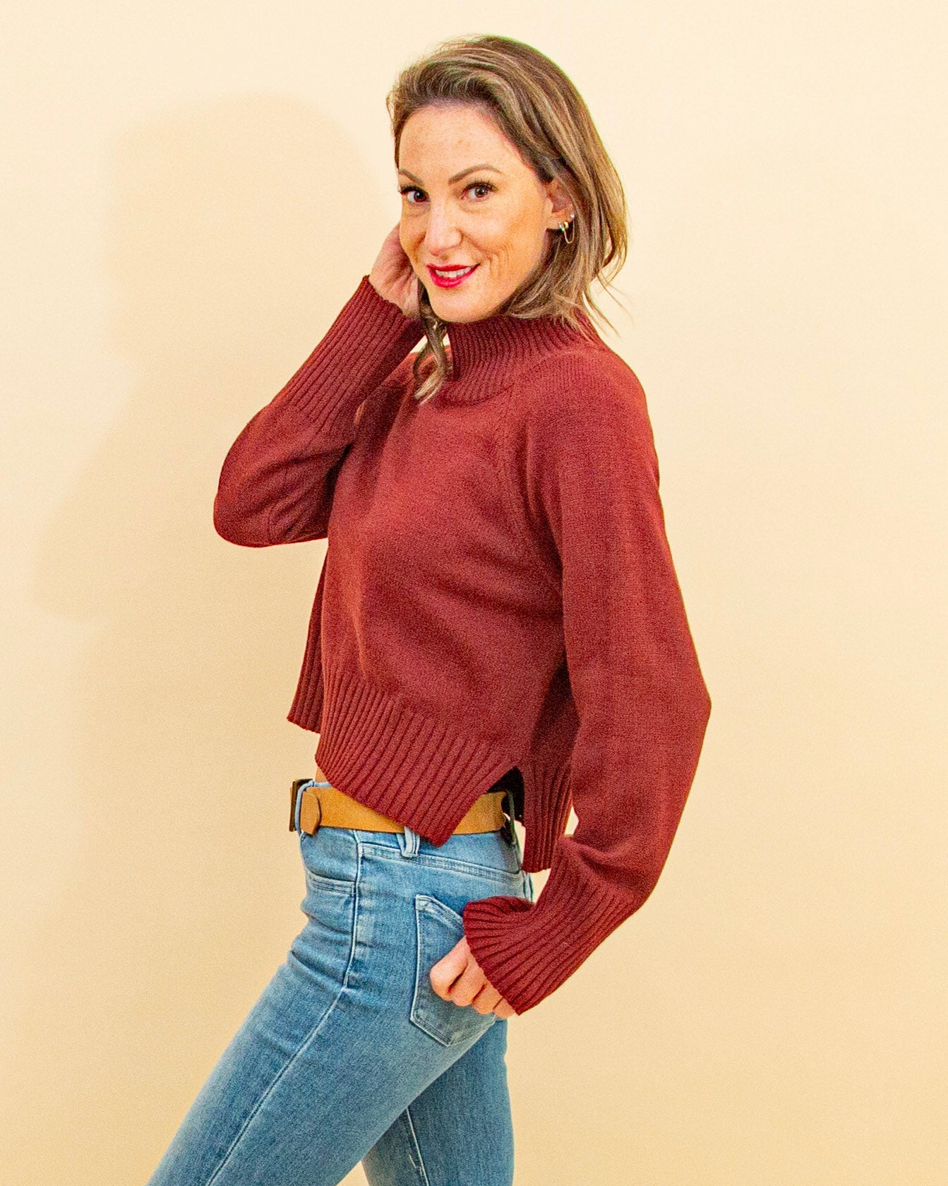 Set the Tone Sweater in Red Wood (9102460059899)