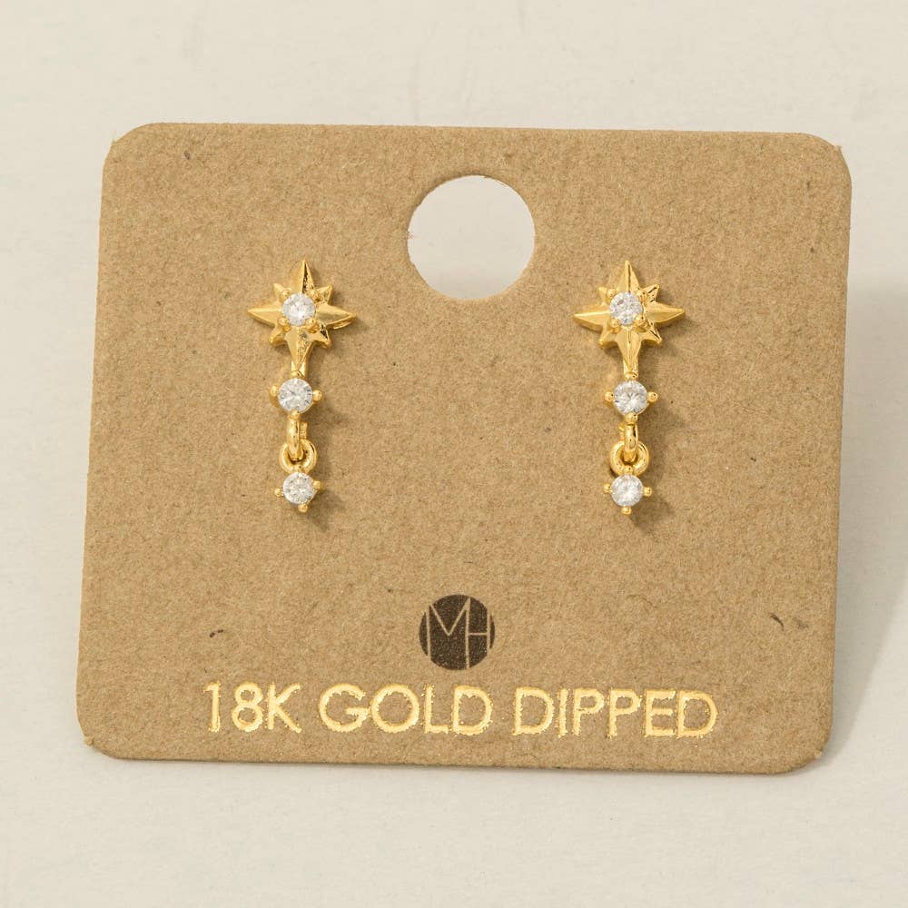 Mini Star Layered Drop Earrings: G (9090435842299)