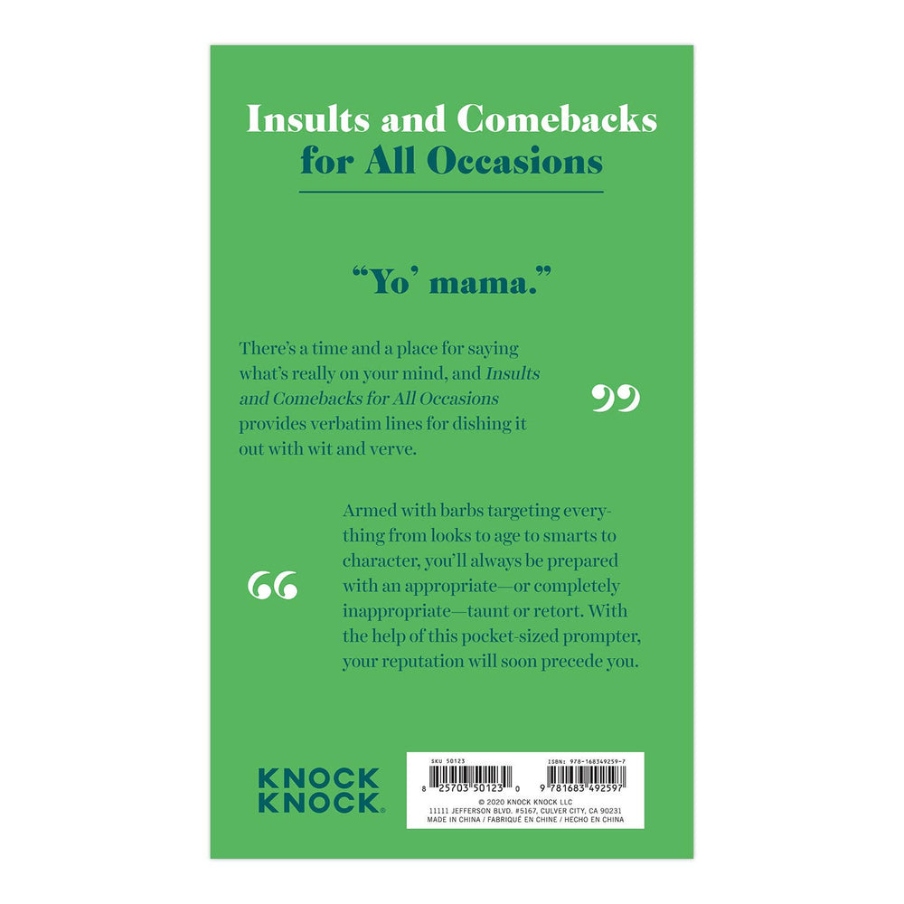 
                  
                    Insults & Comebacks Lines for All Occasions: Paperback Editi (8894438834427)
                  
                