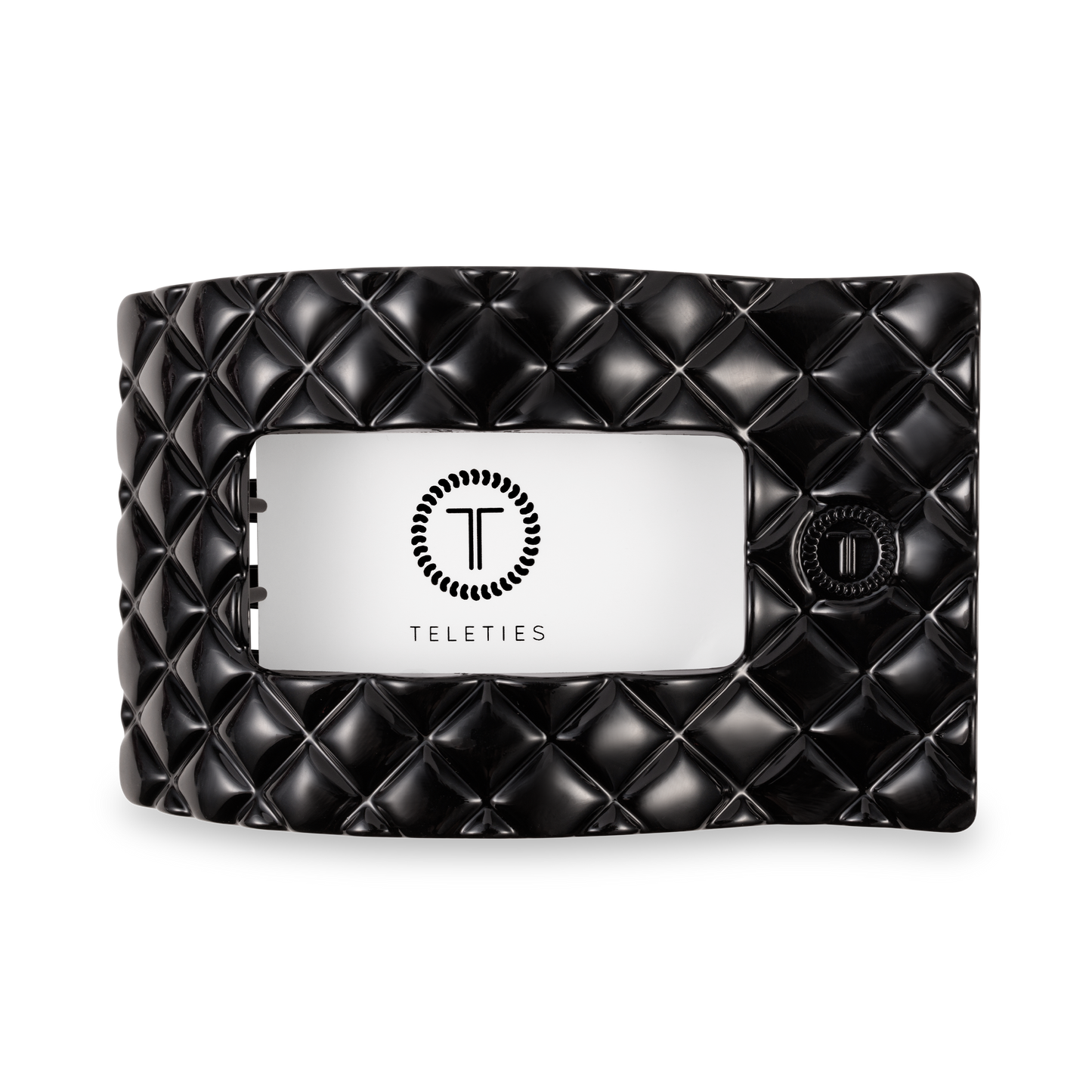 Flat Rectangle Hair Clip | Large | Jet Black Quilted (9100171608315)