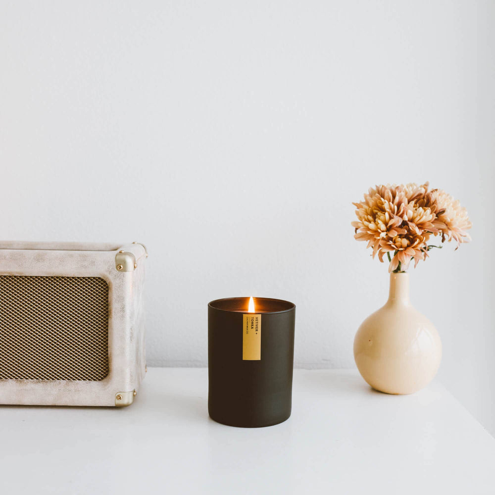 
                  
                    Vetiver + Tonka - Matte Black Tumbler Soy Candle (8893107241211)
                  
                