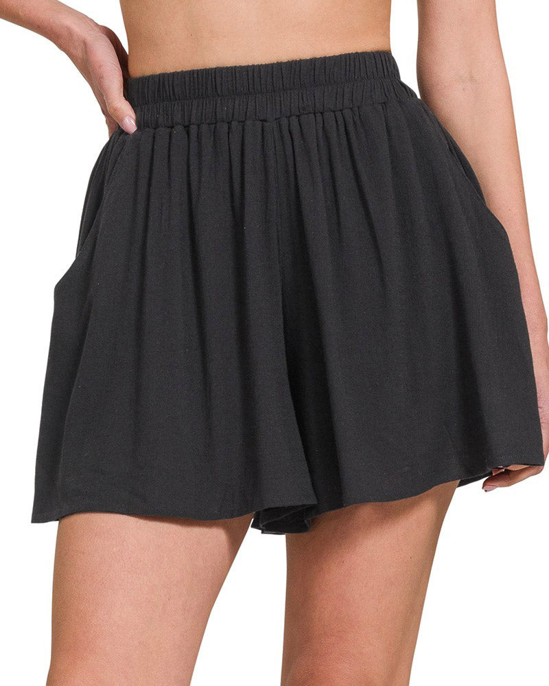 Feeling Grounded Shorts in Black (8992695943419)
