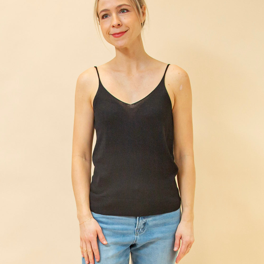 Close Knit Cami in Black (8940246827259)