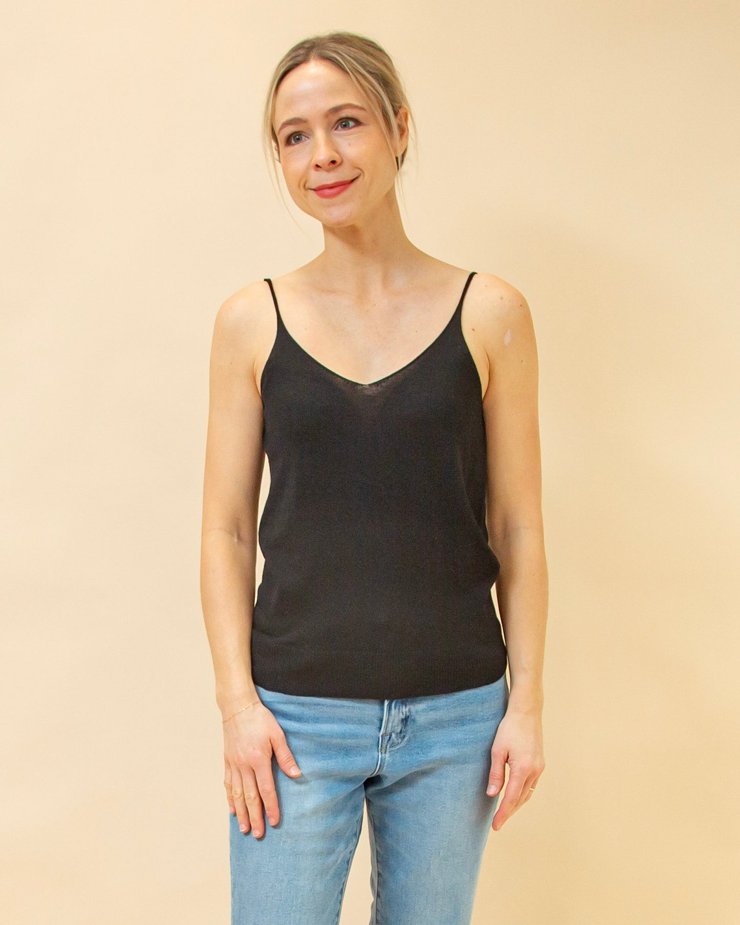 Close Knit Cami in Black (8940246827259)