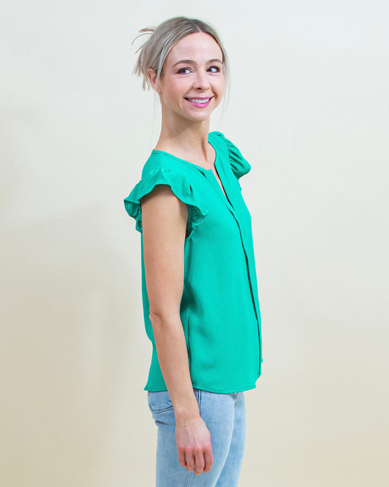A Little Flare Top in Kelly Green (8327072645371)