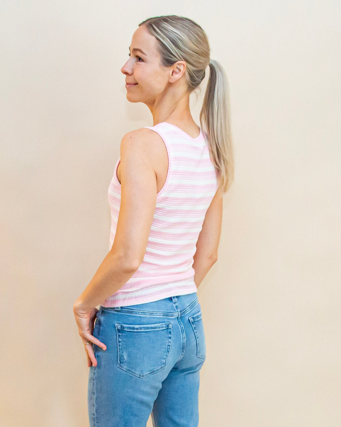 Instant Classic Stripe Tank in Pink (9015428907259)