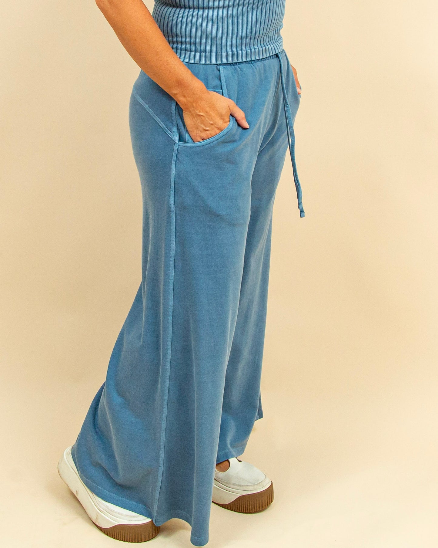 Staying In Style Pants in Dusty Blue (9038479163643)