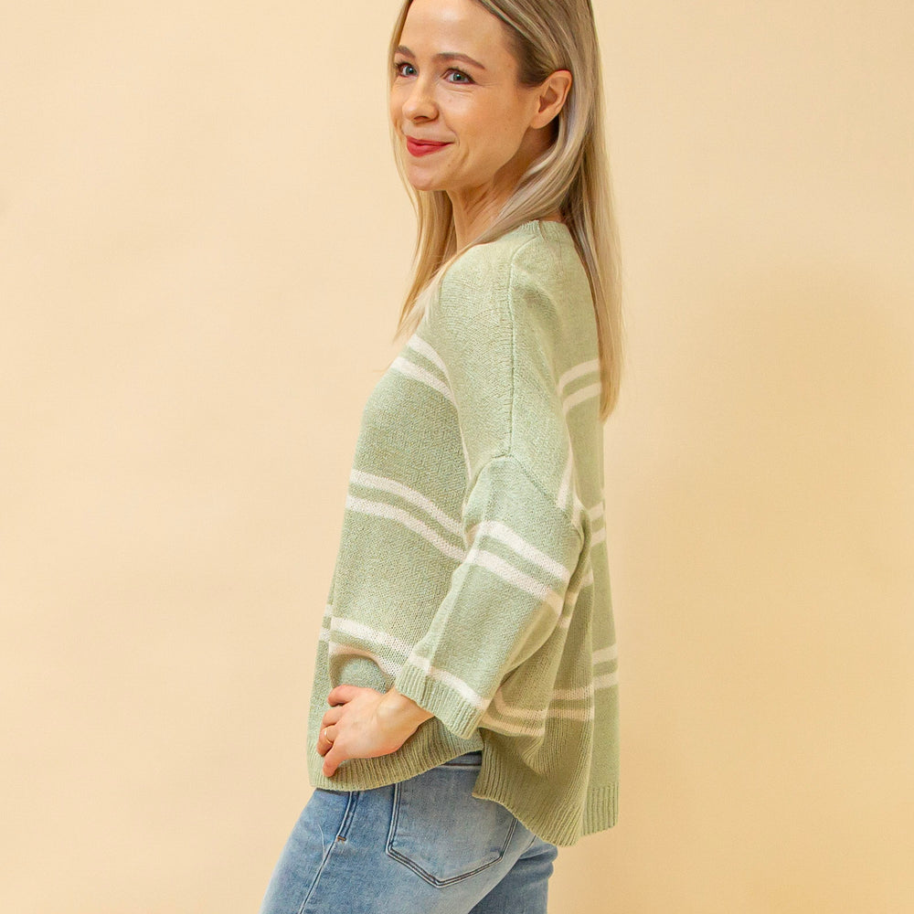 
                  
                    Simple Path Stripe Sweater in Sage (8931861332219)
                  
                