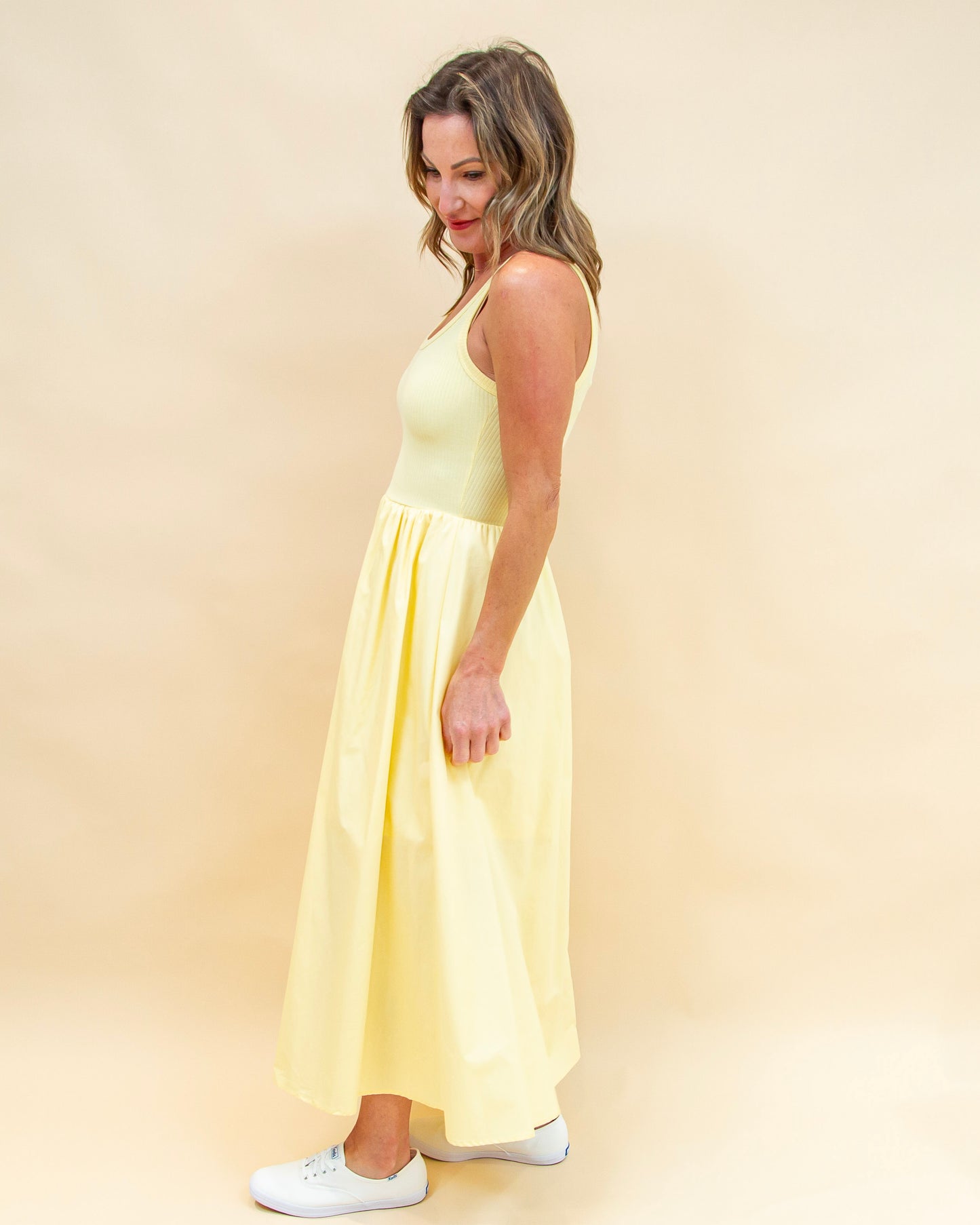 Hello Happy Midi Dress  in Light Yellow (8955542896891)
