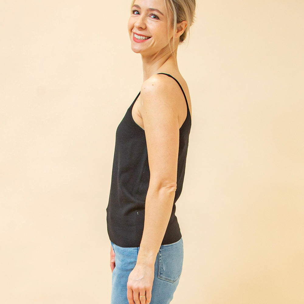 Close Knit Cami in Black (8940246827259)