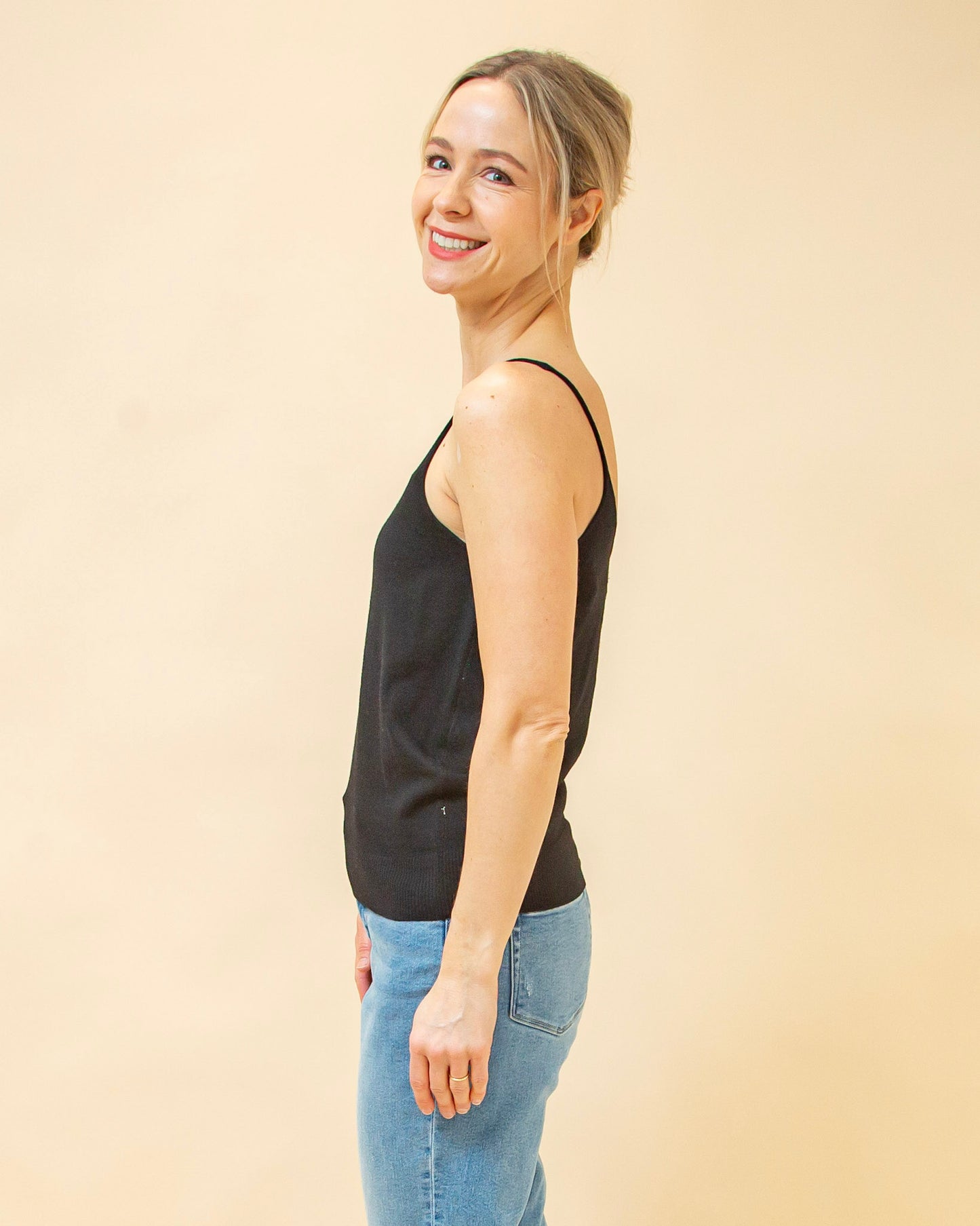 Close Knit Cami in Black (8940246827259)