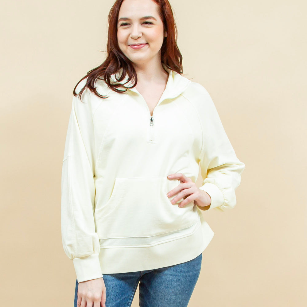 Catch Me Cozy Zip Pullover in Ivory (8931827876091)