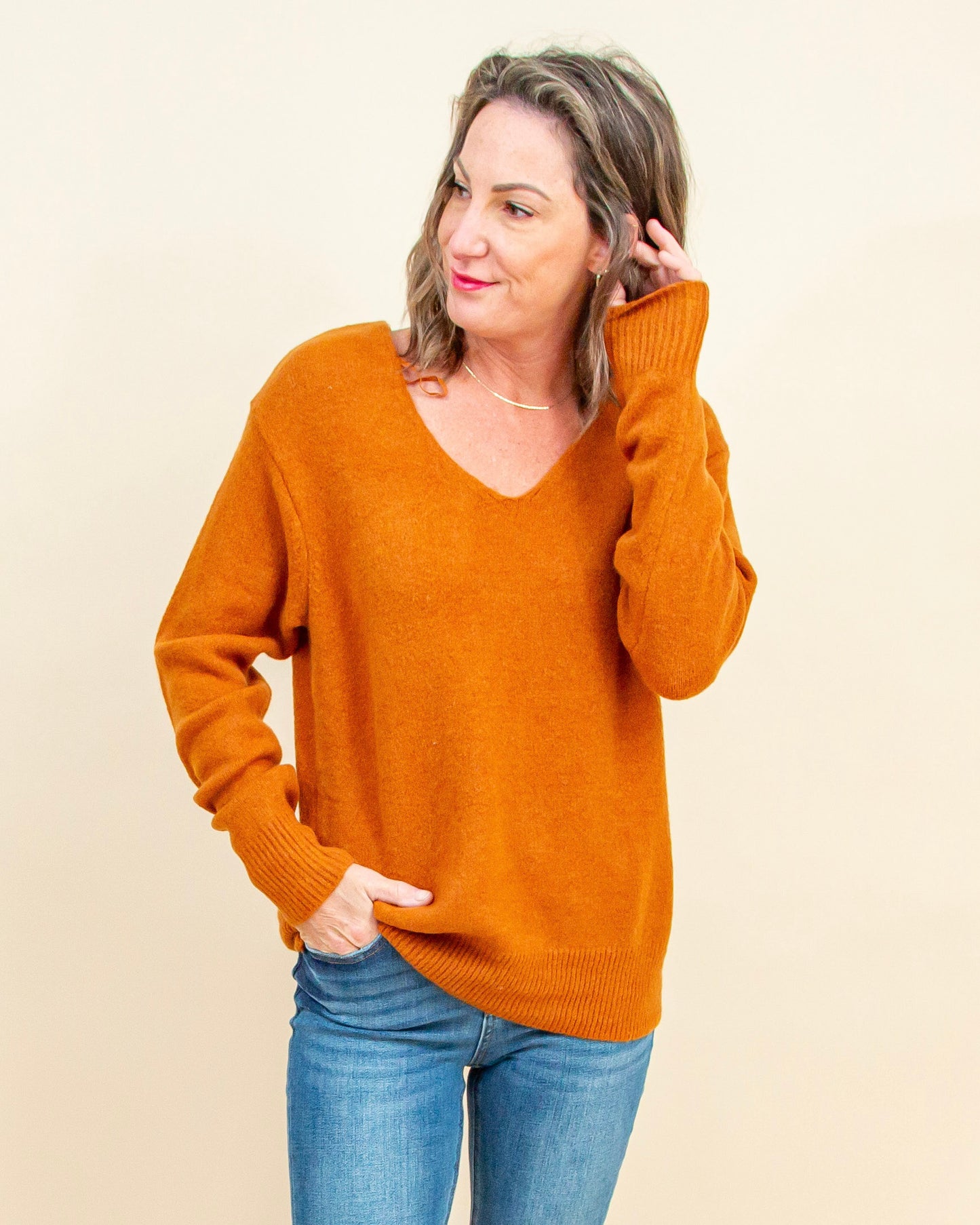Cozy Up Sweater in Dark Camel (9090309554427)