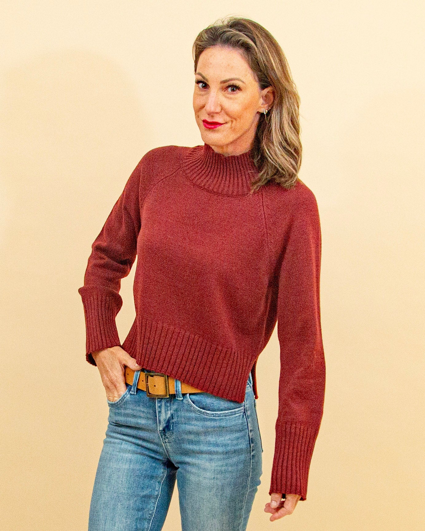 Set the Tone Sweater in Red Wood (9102460059899)