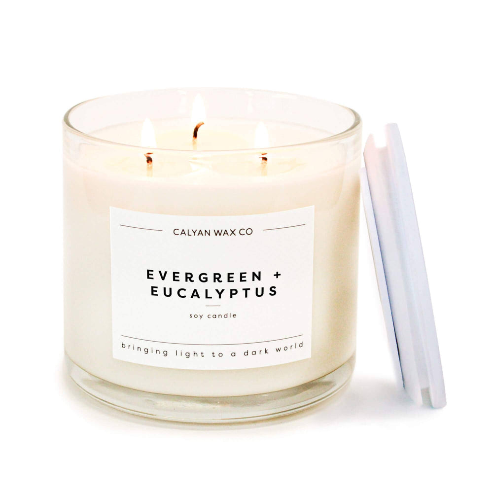 Evergreen+Eucalyptus - 3 Wick Clear Glass Tumbler Soy Candle (8921850347771)