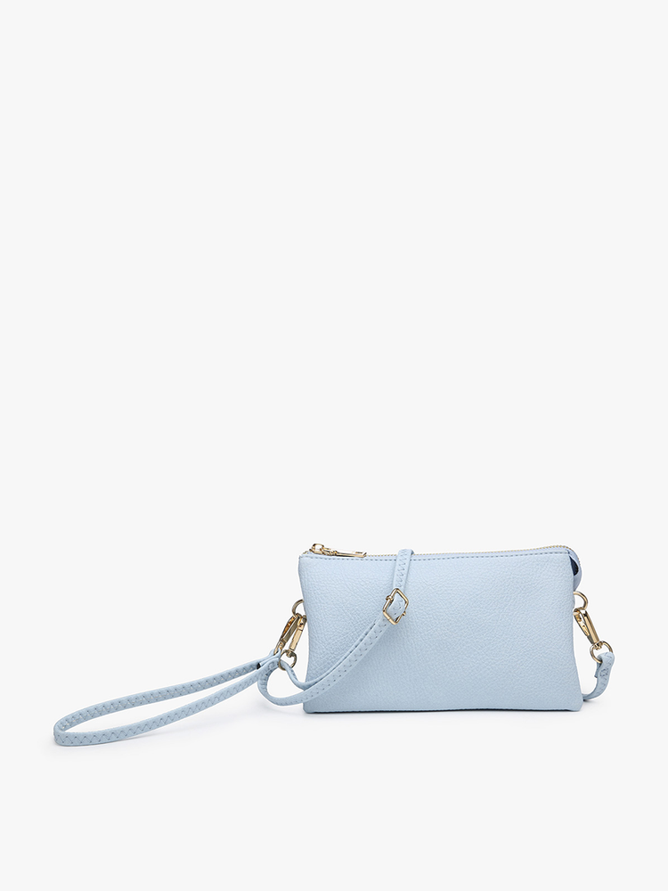 M013 Riley Monogrammable 3 Compartment Crossbody/Wristlet: Baby Blue (8372469694715)