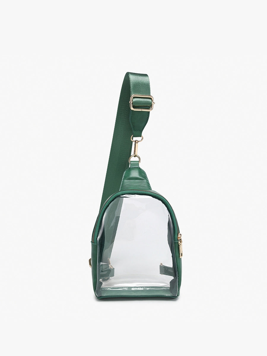 Ellen Clear Sling Bag w/ Guitar Strap in Green (8775067828475)