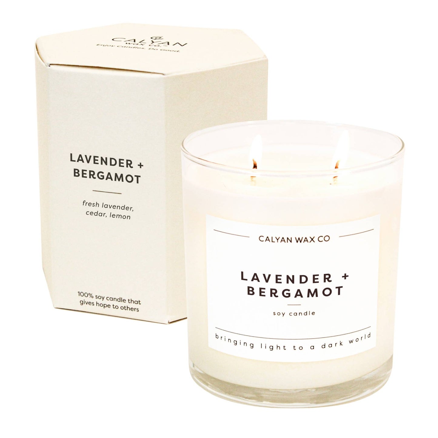 Lavender + Bergamot - Glass Tumbler Soy Candle (8893108257019)