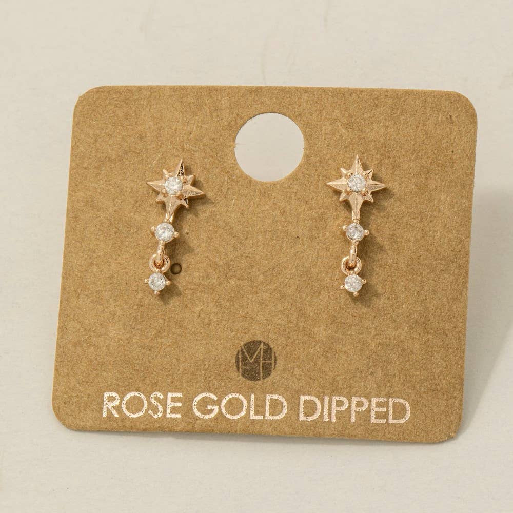 Mini Star Layered Drop Earrings: R (9090436071675)
