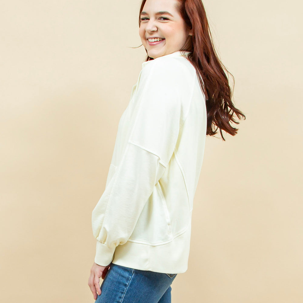 Catch Me Cozy Zip Pullover in Ivory (8931827876091)