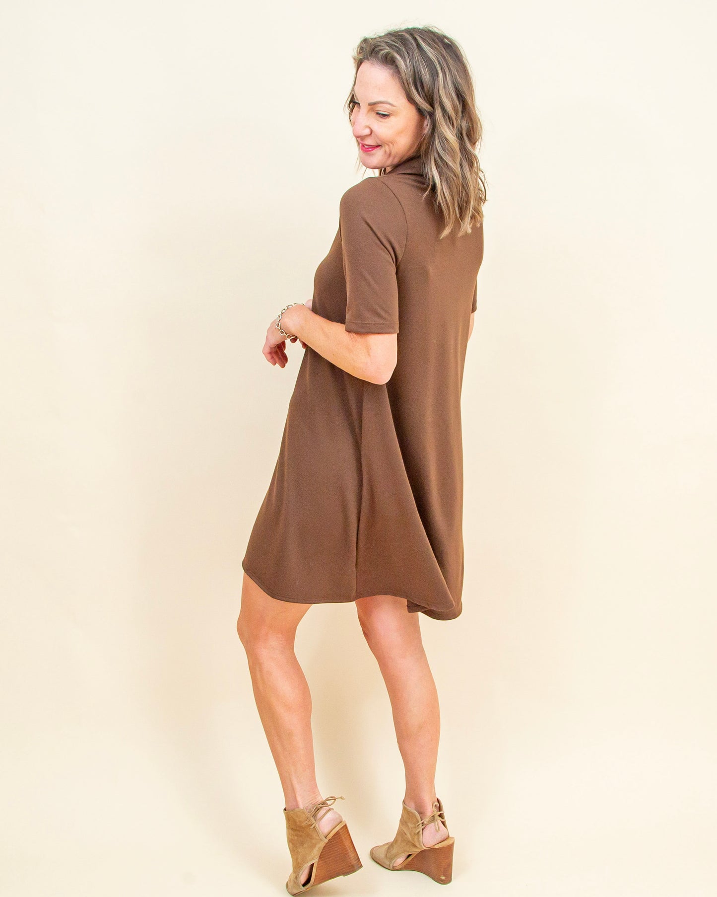 Coffee Break Dress in Brown (9065190293755)