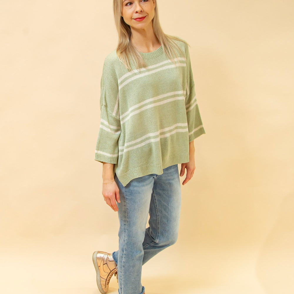 
                  
                    Simple Path Stripe Sweater in Sage (8931861332219)
                  
                