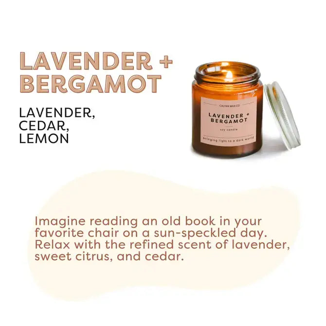 
                  
                    Lavender + Bergamot - Mini Amber Jar Soy Candle (8893108551931)
                  
                