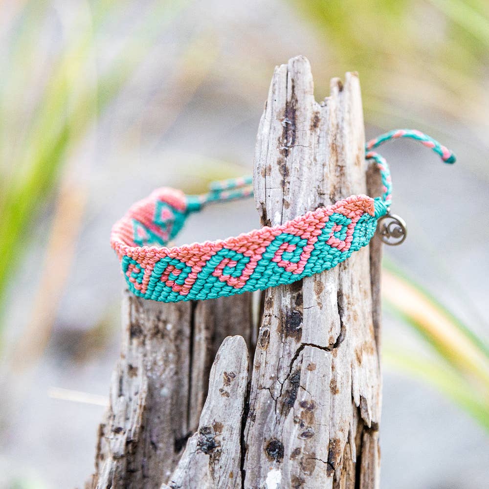 4ocean Bali Wave Braided Bracelet-Coral & Turquoise [6-pack] (8893059793147)