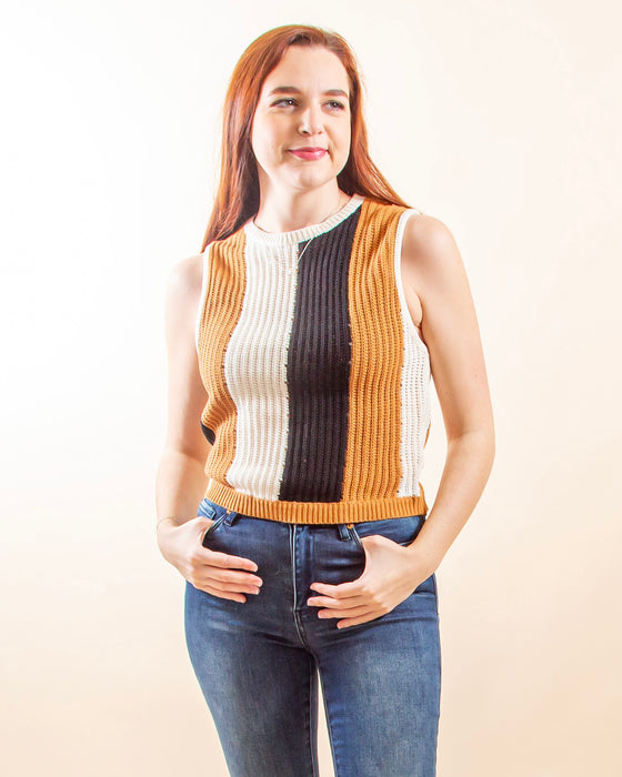 Smartly Striped Sweater Vest in Cream (8287324373243)