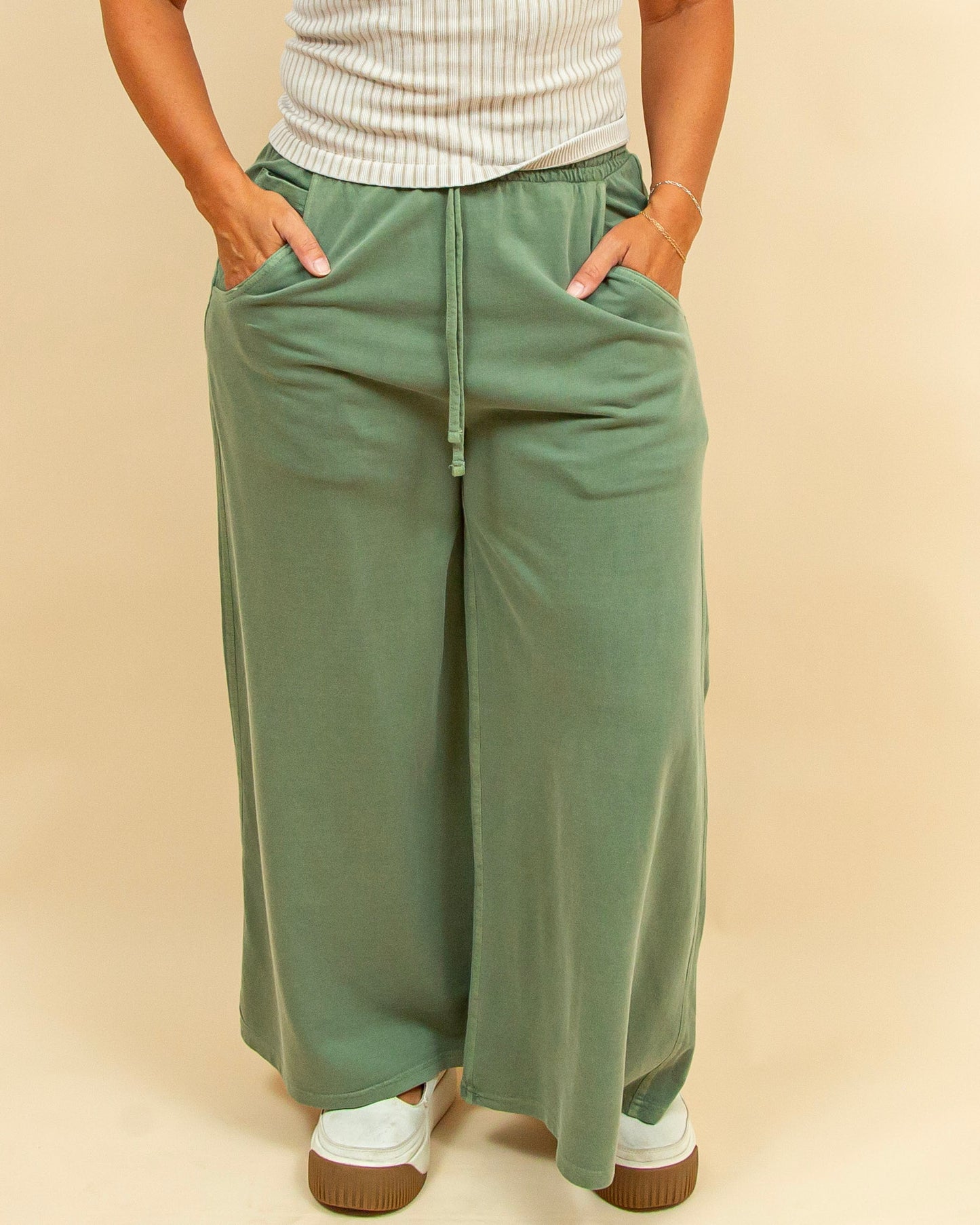 Staying In Style Pants in Light Olive (9042607374587)