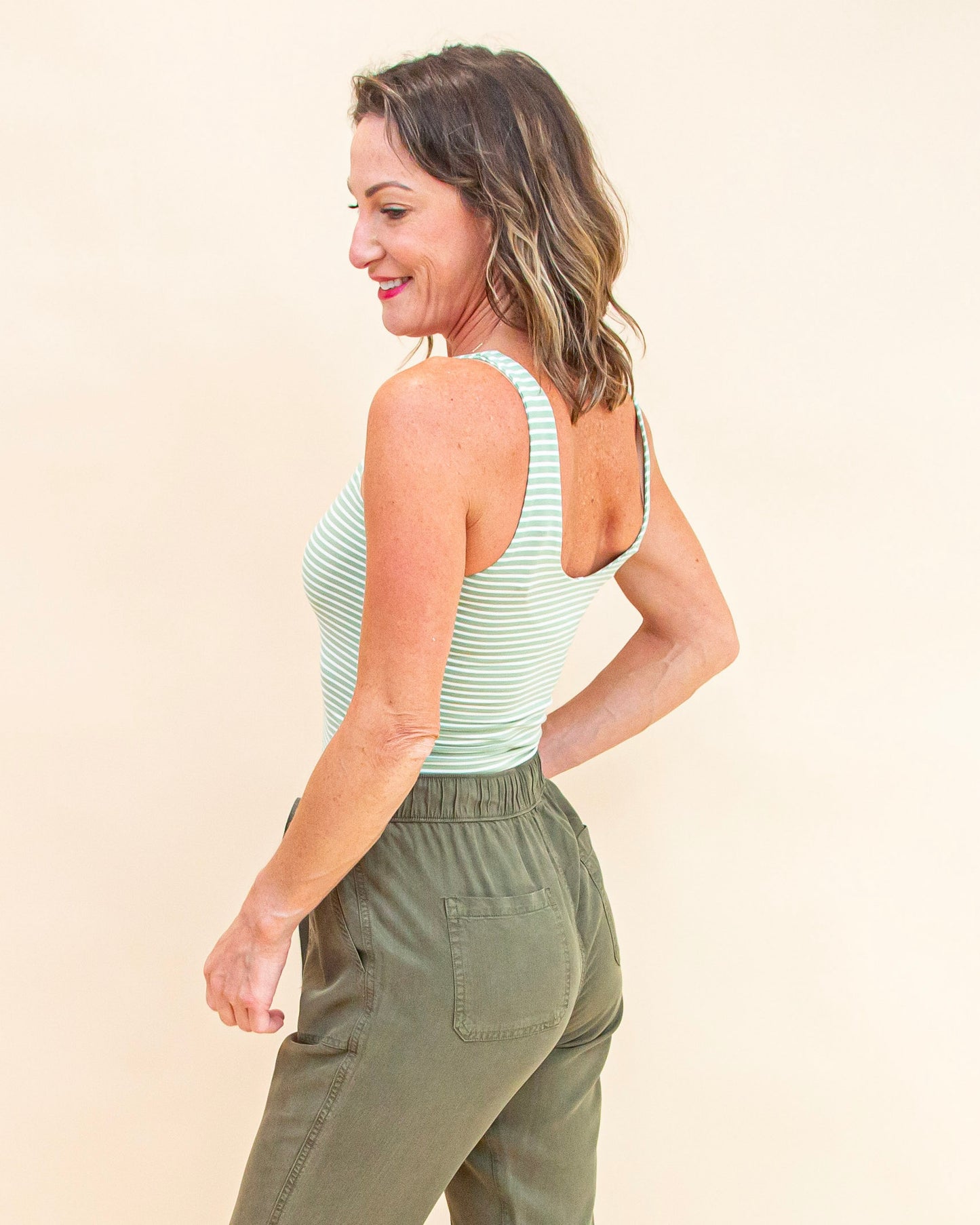 Soft Side Stripe Tank in Pistachio (9065160999163)