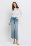 Shiny Mid Rise Crop Wide Leg Jeans (8330546118907)