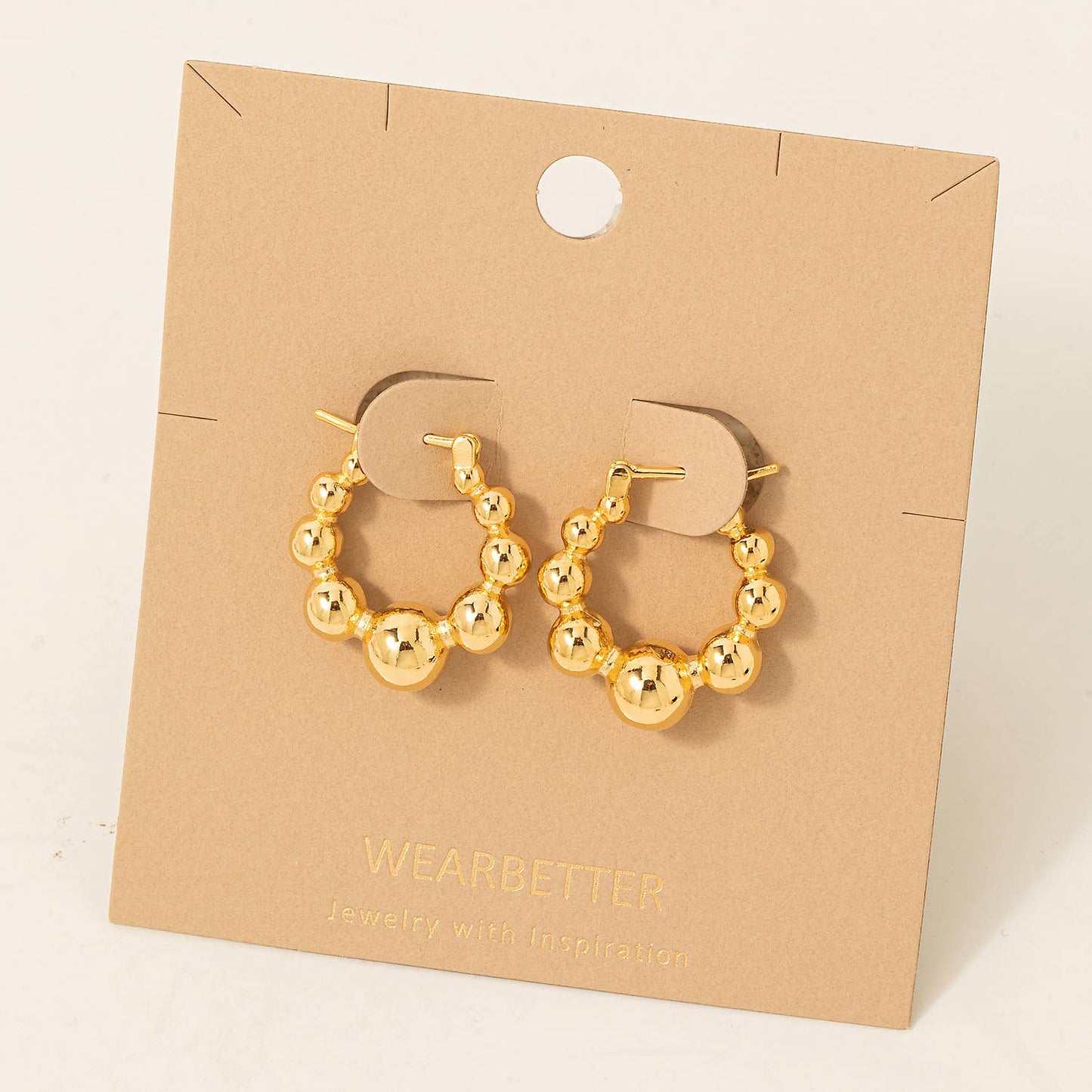 Solid Metallic Ball Bead Hoop Earrings: G (9090434695419)