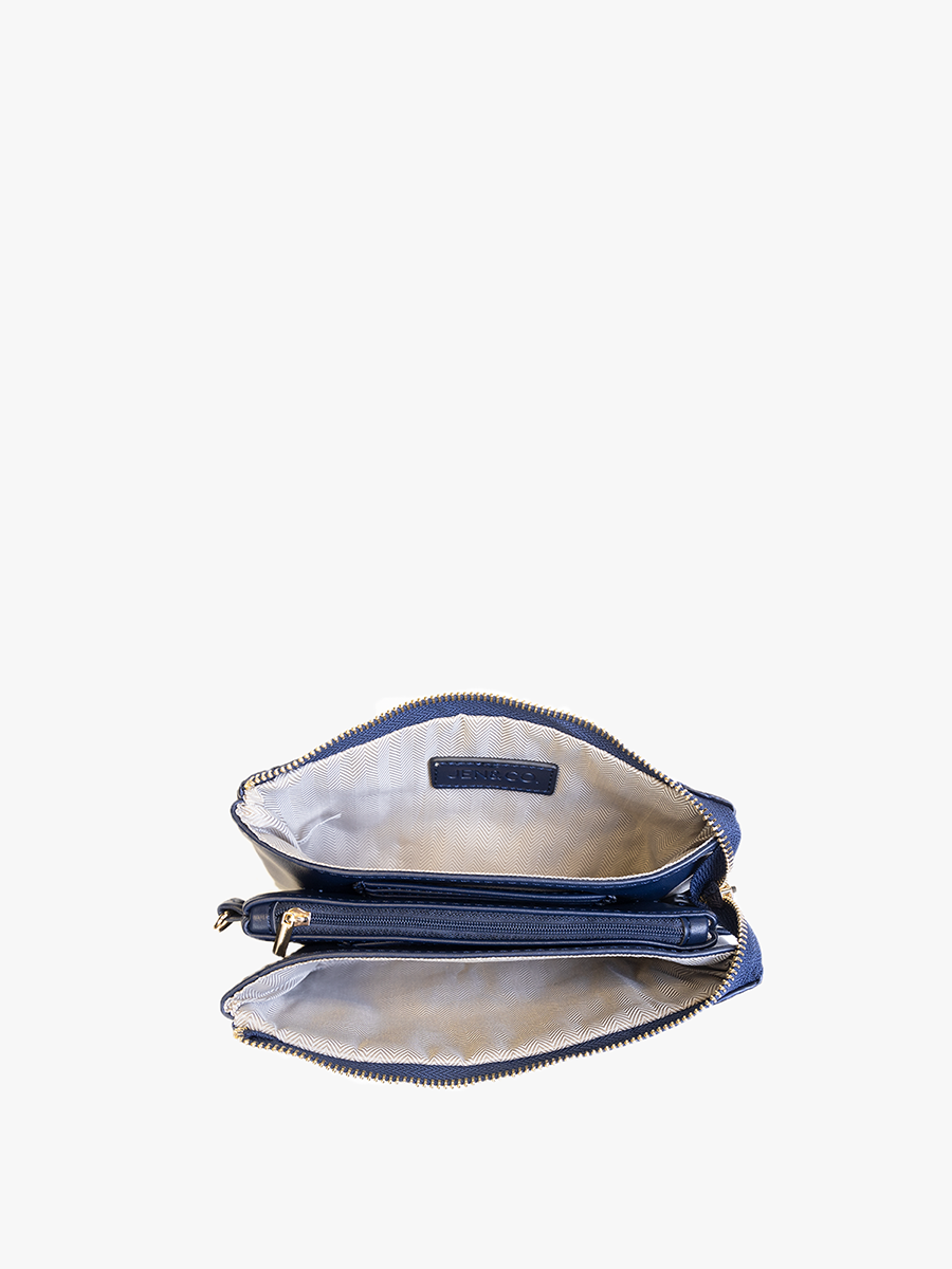 M013PLD Riley Plaid Monogrammable 3 Compartment Crossbody/Wristlet: Navy (9089761837307)