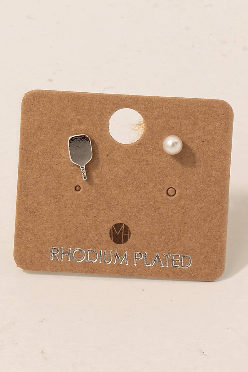 Gold Dipped And Pearl Pickle Ball Stud Earrings: S (9090436530427)