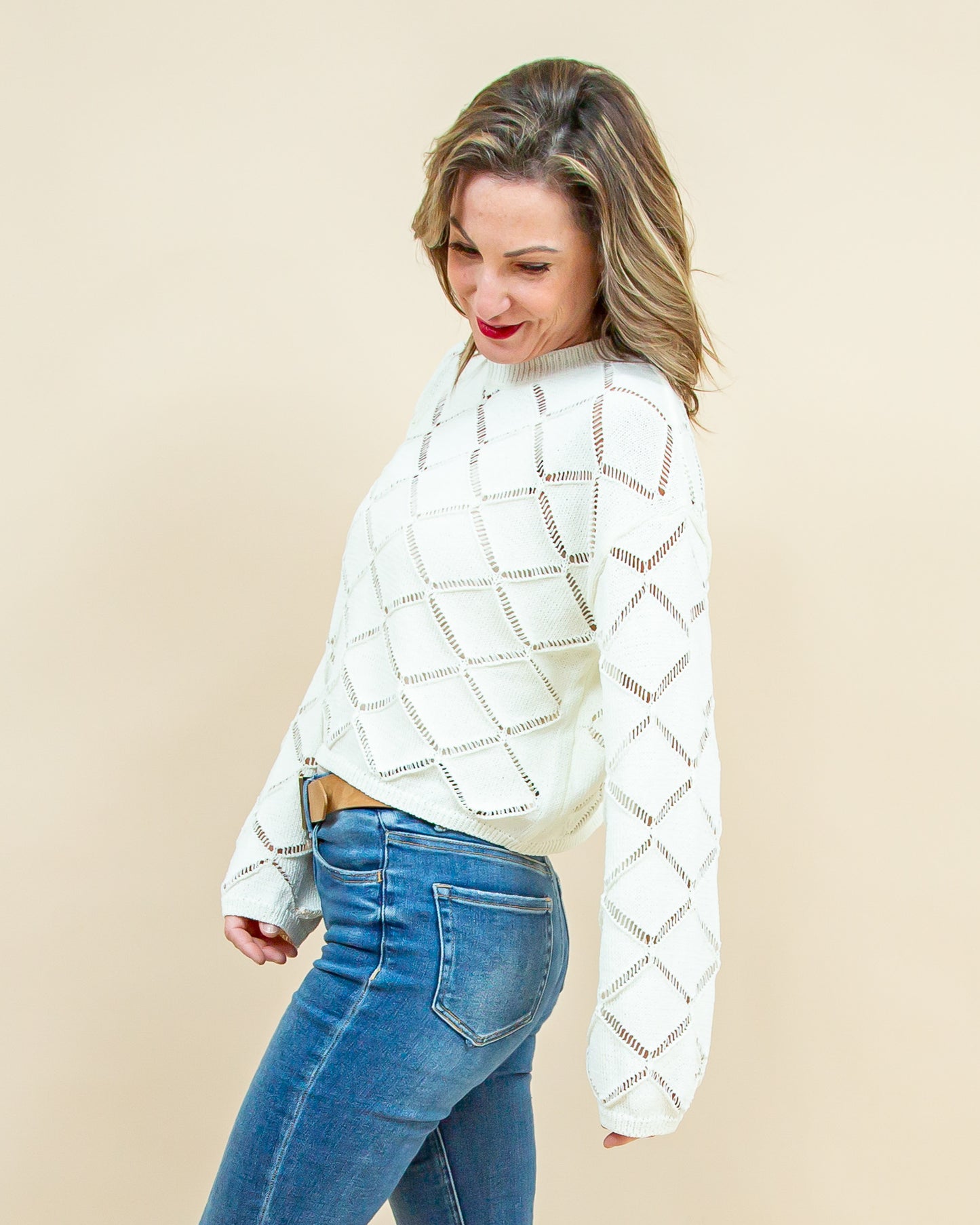 Keep It Light Sweater in Cream (8912378527995)