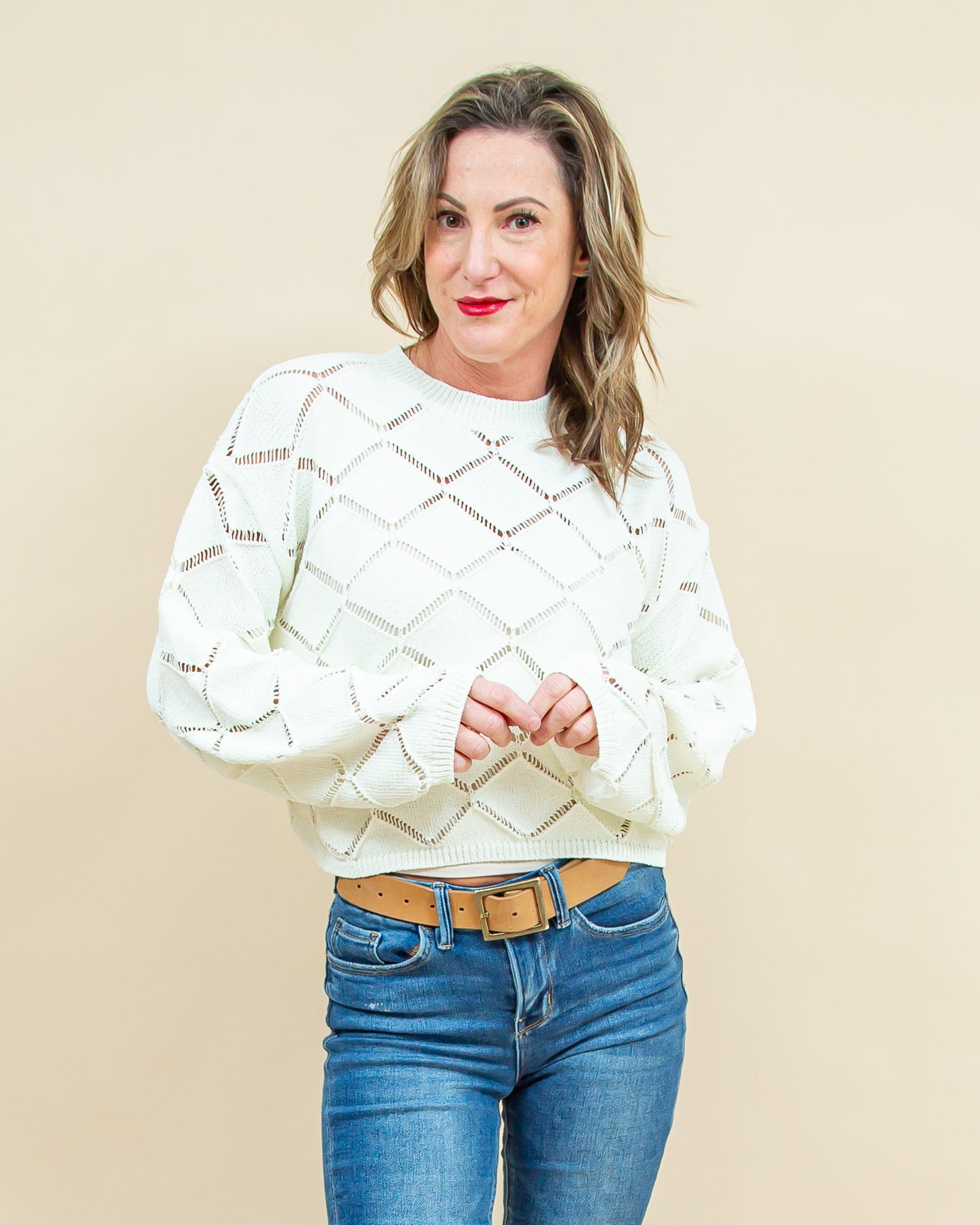 Keep It Light Sweater in Cream (8912378527995)