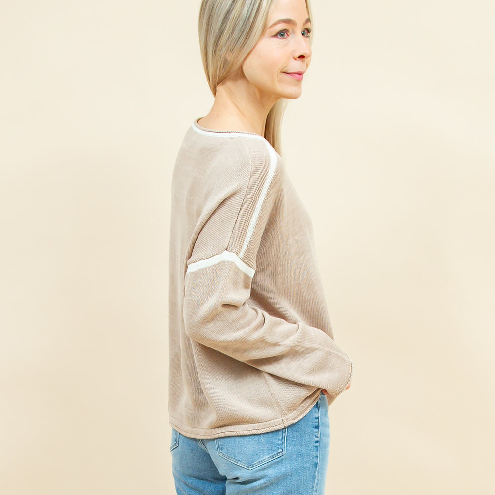 True to Comfort Sweater in Tan/Cream (8921867780347)