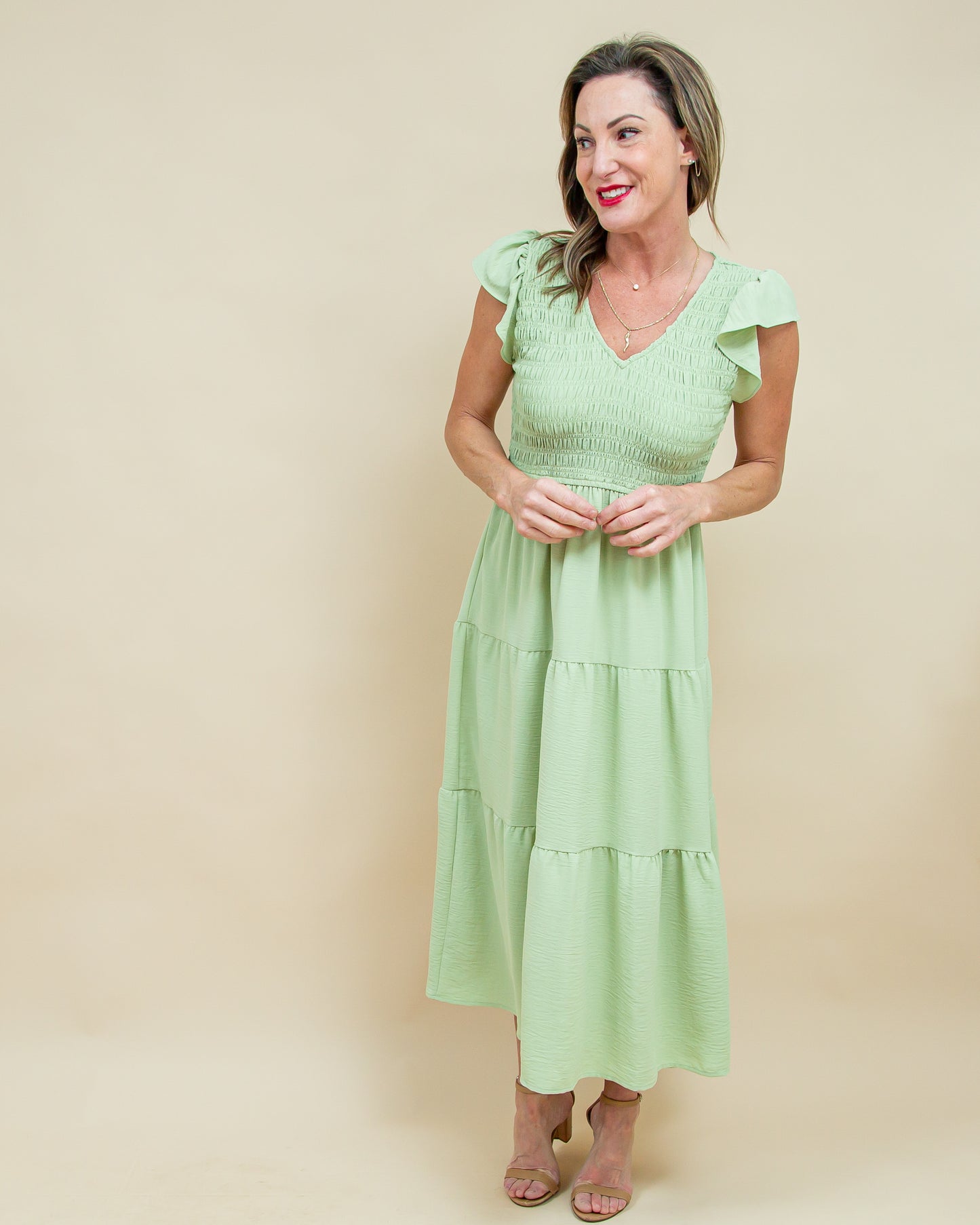 Drifting to You Dress in Sage (8769058570491)