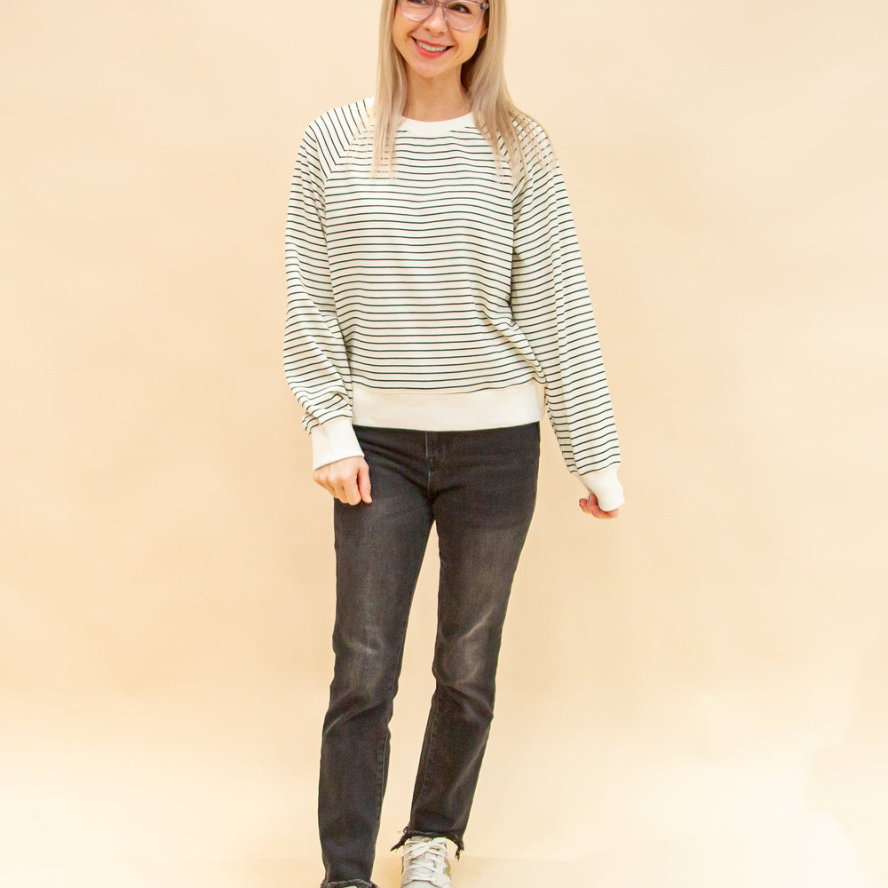 
                  
                    Parallel Paths Sweatshirt in Cream/Black Stripe (8912378626299)
                  
                