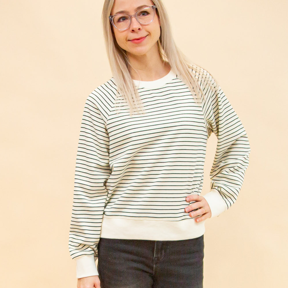 
                  
                    Parallel Paths Sweatshirt in Cream/Black Stripe (8912378626299)
                  
                