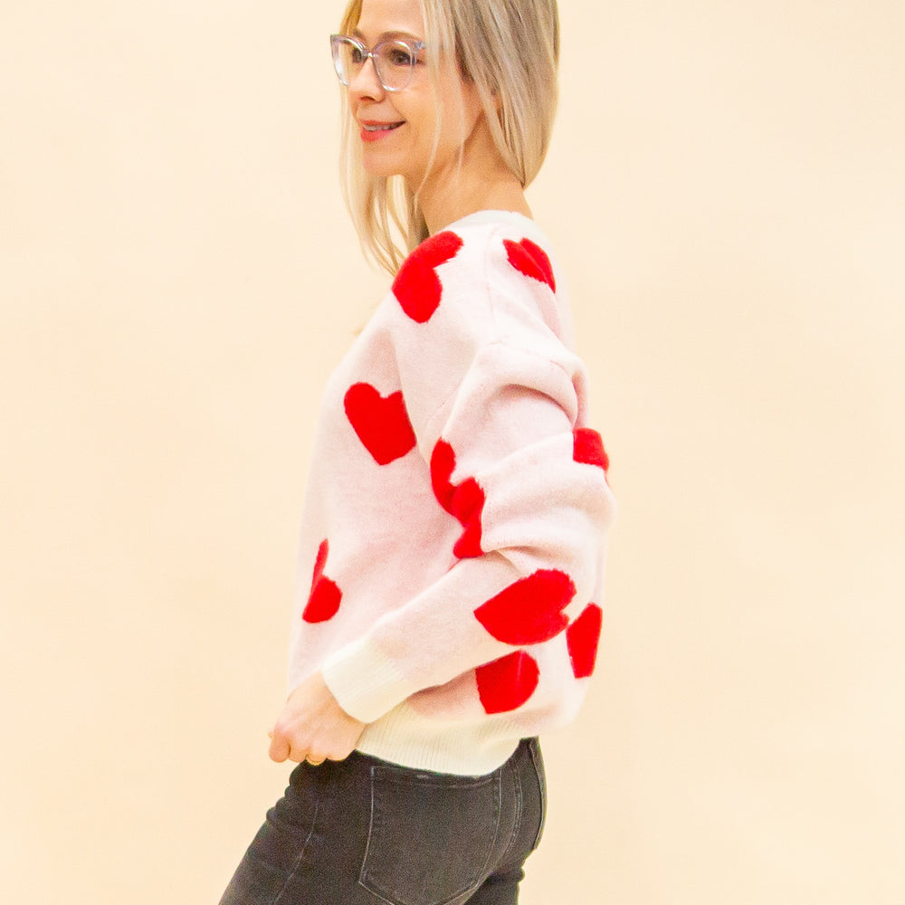 Full of Love Sweater in Cream/Red (8886352216315)