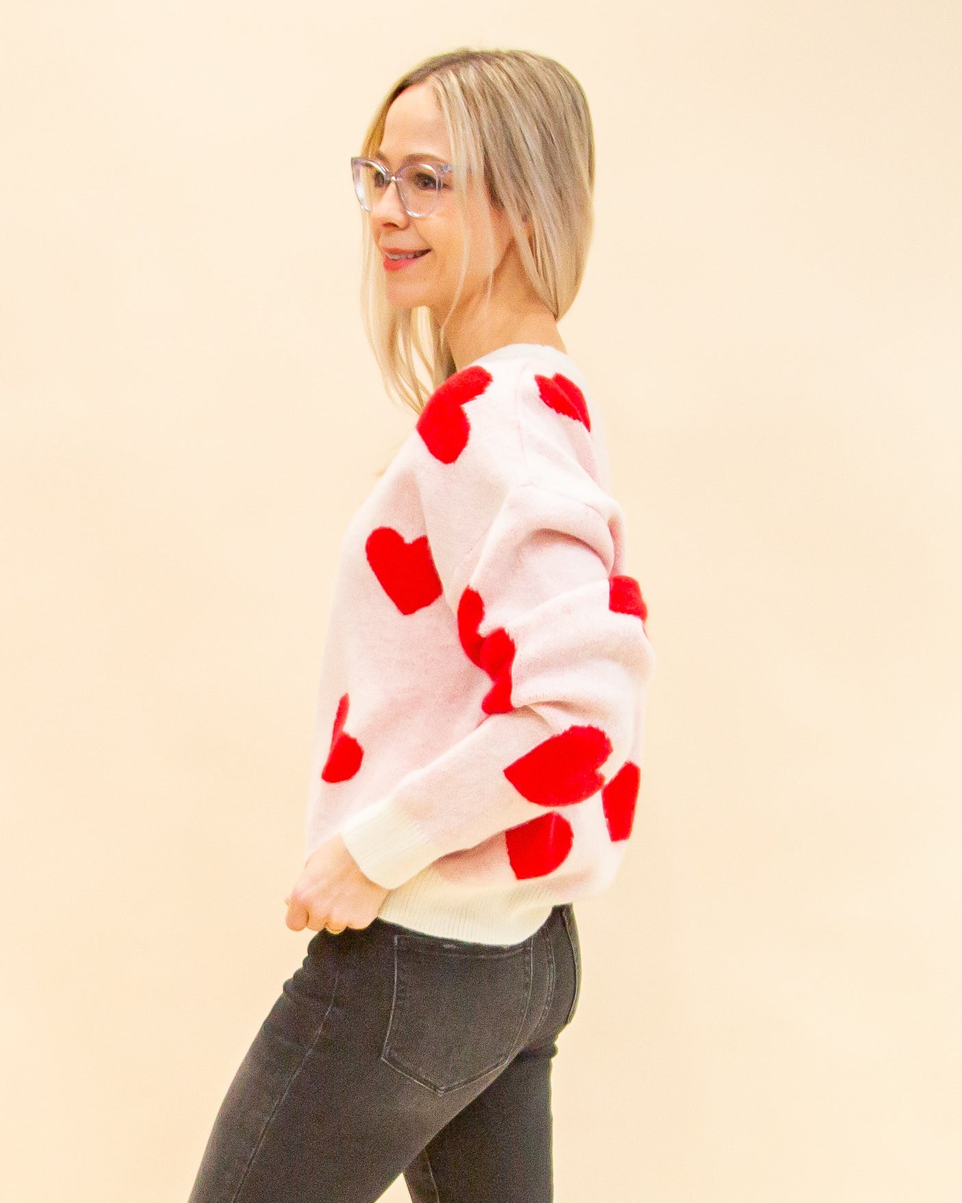 Full of Love Sweater in Cream/Red (8886352216315)