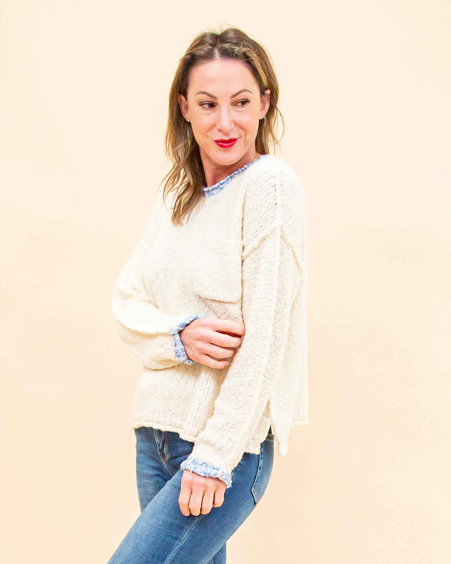 Comforting Feelings Sweater in Cream/Blue (8912378691835)