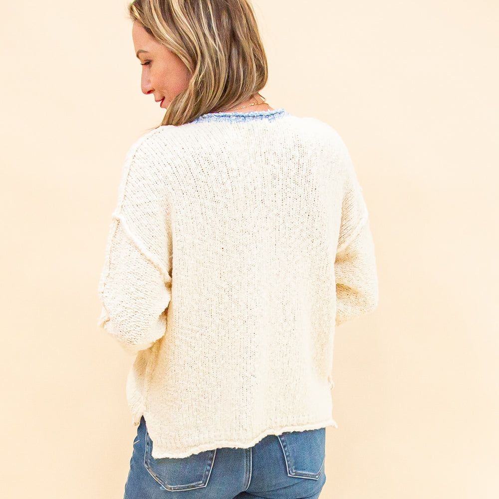 
                  
                    Comforting Feelings Sweater in Cream/Blue (8912378691835)
                  
                