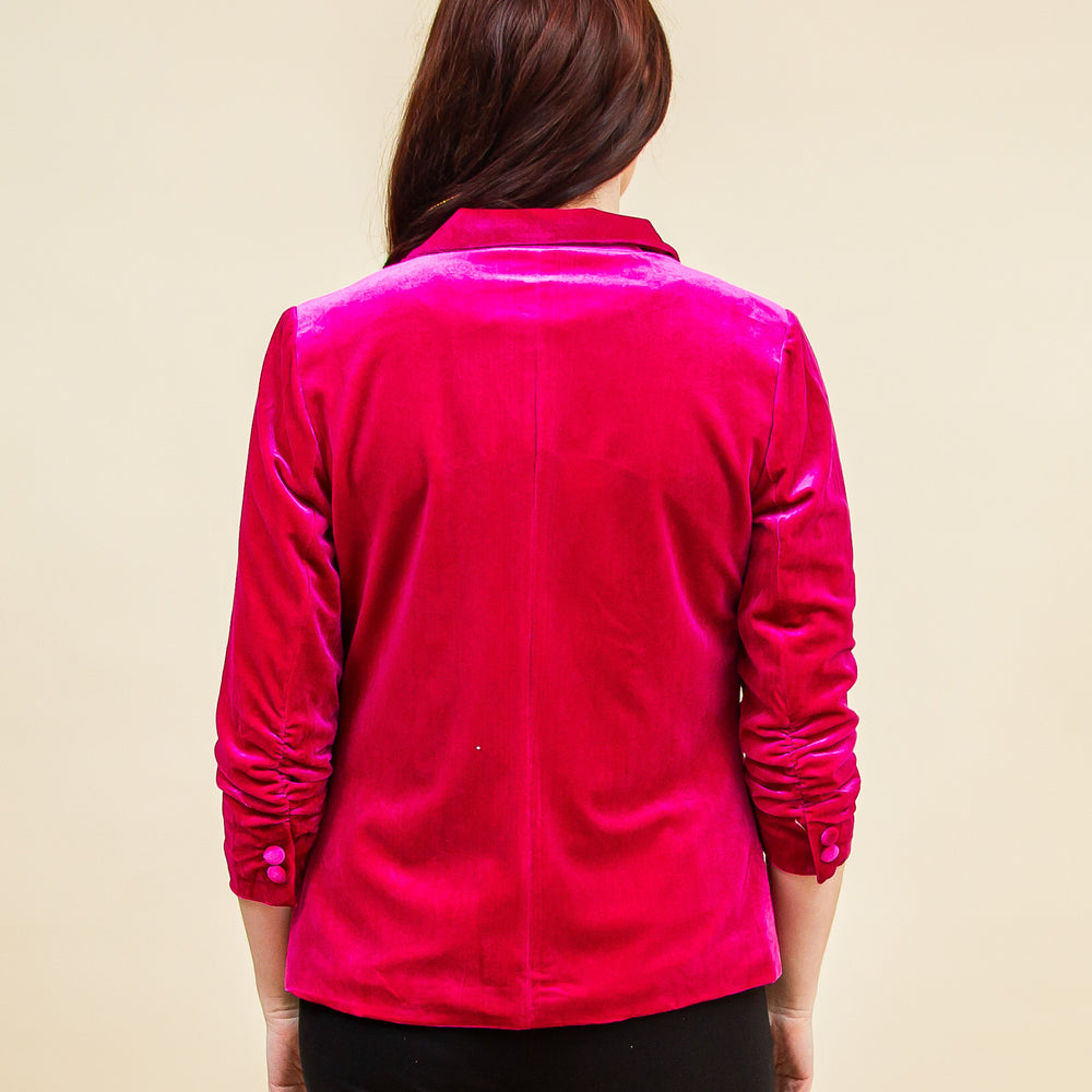 
                      
                        You're So Rare Velvet Blazer in Magenta (6888409989280)
                      
                    